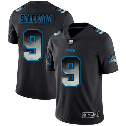 Men's Detroit Lions #9 Matthew Stafford Black 2019 Smoke Fashion Limited Stitched NFL Jersey